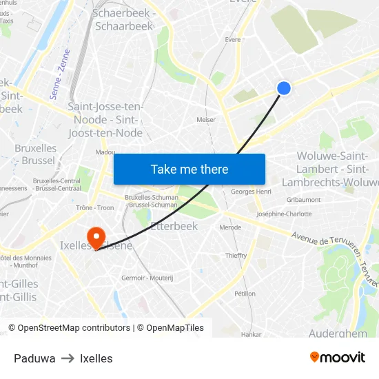 Paduwa to Ixelles map