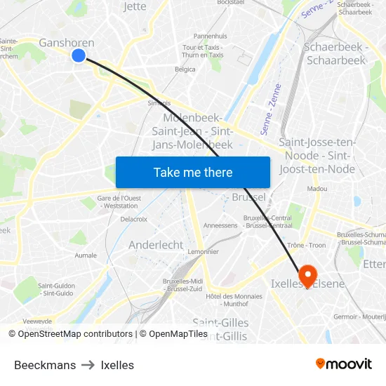 Beeckmans to Ixelles map