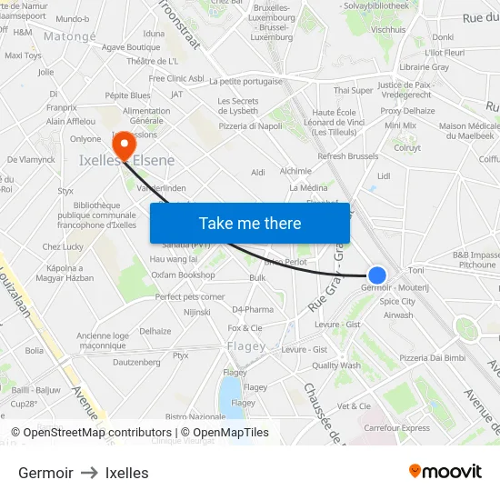 Germoir to Ixelles map