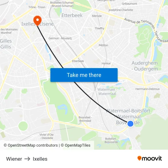 Wiener to Ixelles map