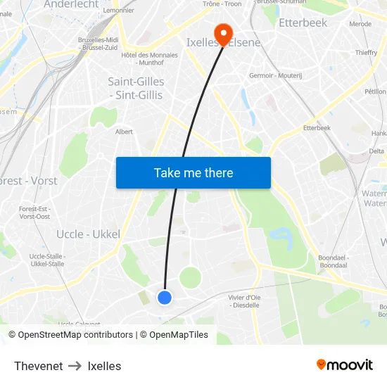 Thevenet to Ixelles map