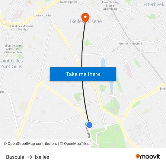 Bascule to Ixelles map