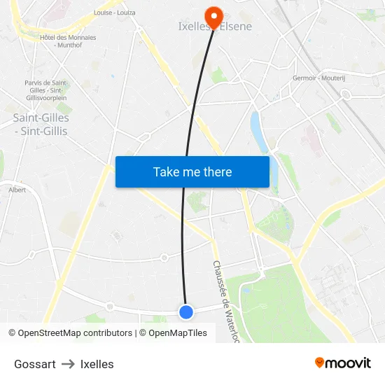 Gossart to Ixelles map