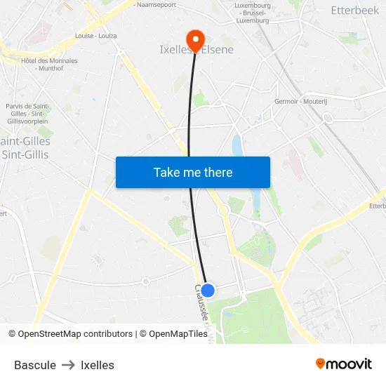 Bascule to Ixelles map