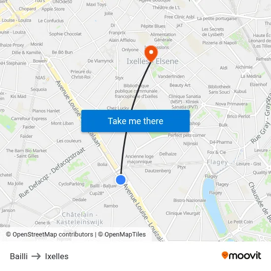 Bailli to Ixelles map