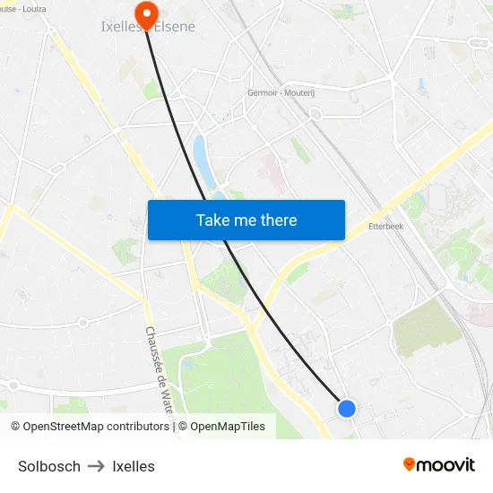 Solbosch to Ixelles map