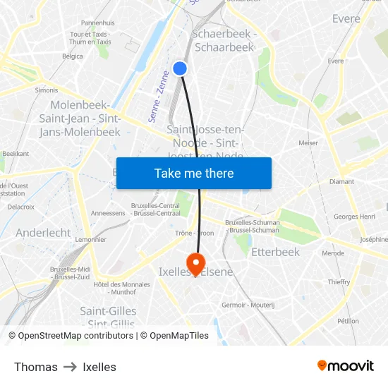 Thomas to Ixelles map