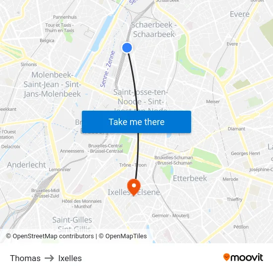 Thomas to Ixelles map
