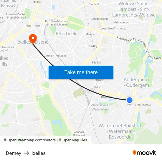 Demey to Ixelles map