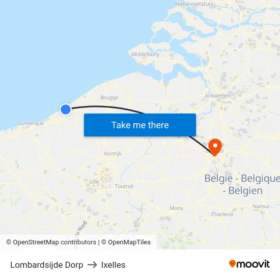 Lombardsijde Dorp to Ixelles map