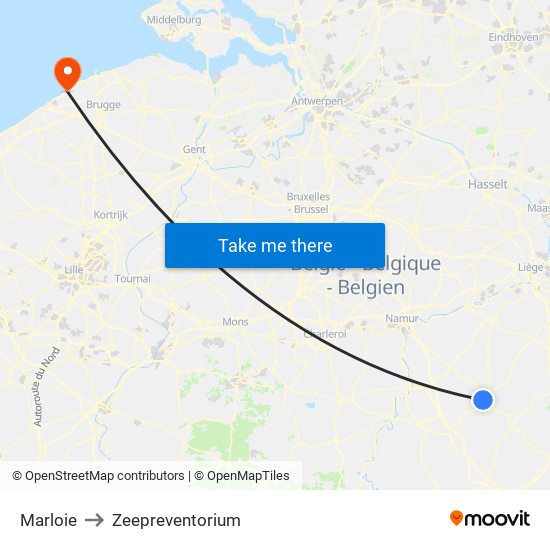 Marloie to Zeepreventorium map
