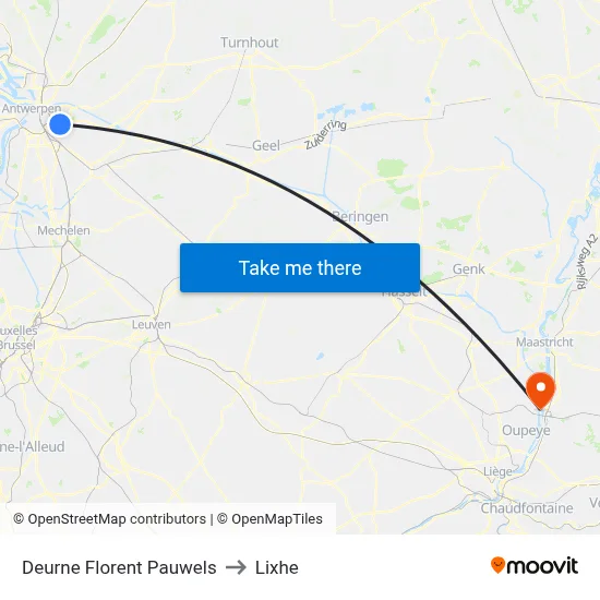 Deurne Florent Pauwels to Lixhe map