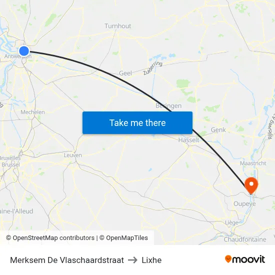 Merksem De Vlaschaardstraat to Lixhe map