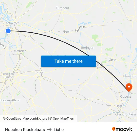 Hoboken Kiosk Square to Lixhe map
