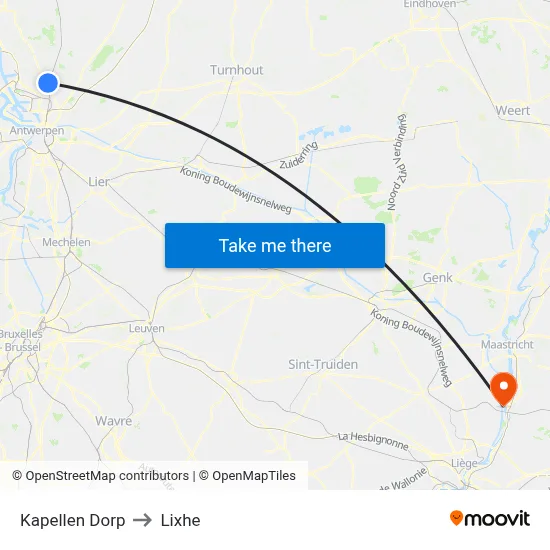 Kapellen Dorp to Lixhe map