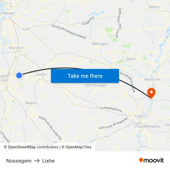 Nossegem to Lixhe map