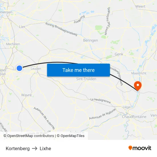 Kortenberg to Lixhe map
