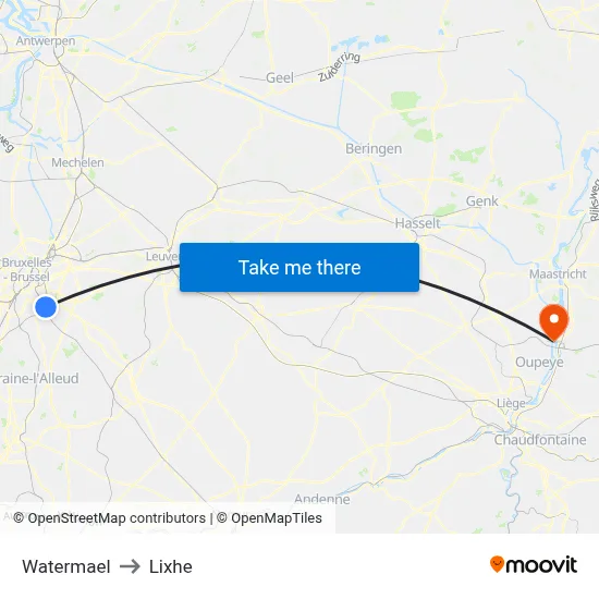 Watermael to Lixhe map
