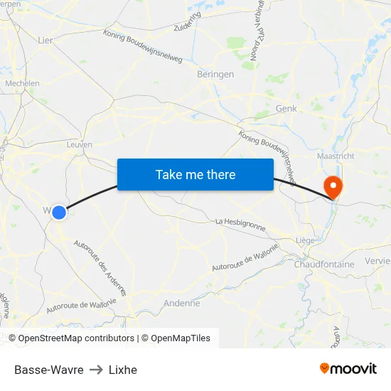 Lower Wavre to Lixhe map