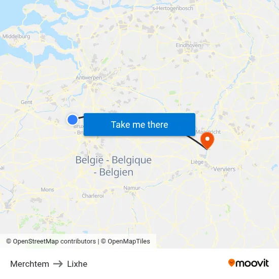 Merchtem to Lixhe map