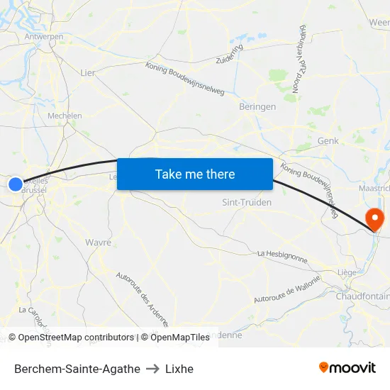 Berchem-Saint-Agathe to Lixhe map