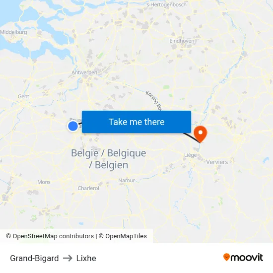 Grand-Bigard to Lixhe map