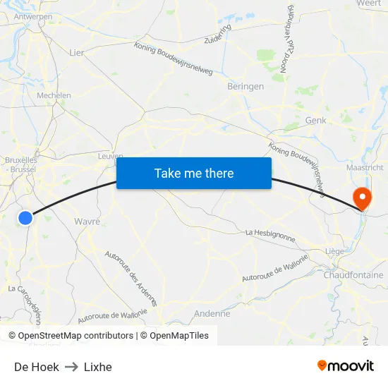 De Hoek to Lixhe map