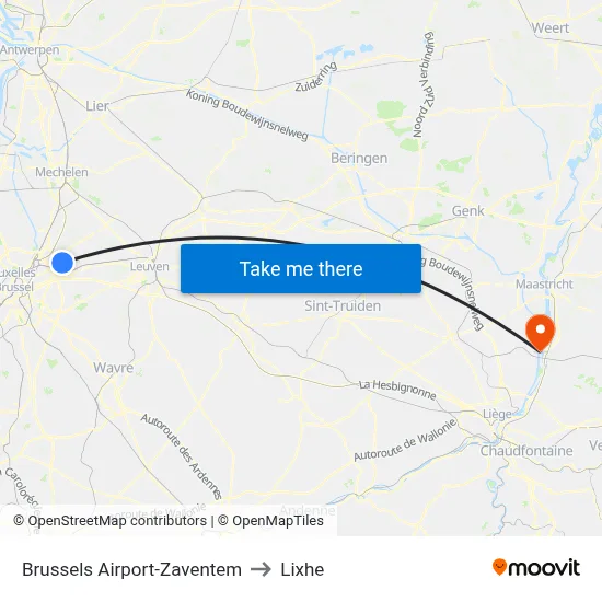 Brussels Airport-Zaventem to Lixhe map