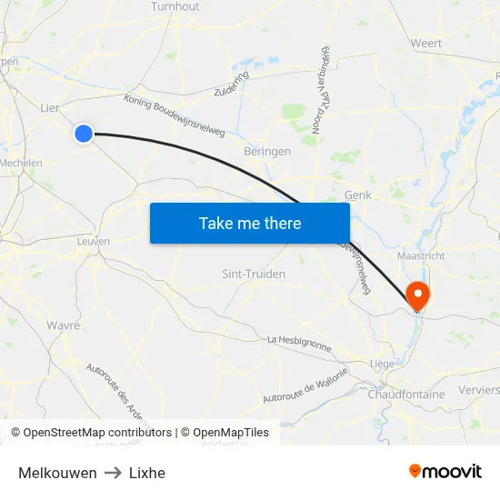 Melkouwen to Lixhe map