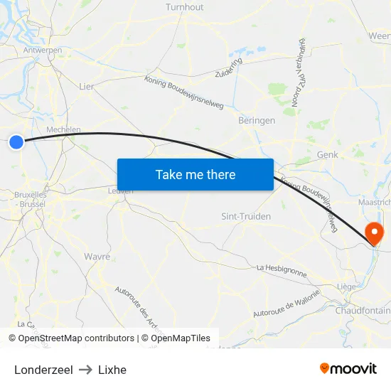 Londerzeel to Lixhe map