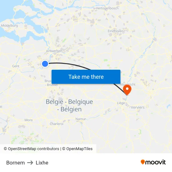 Bornem to Lixhe map