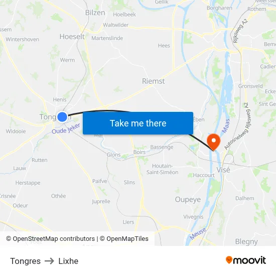 Tongeren to Lixhe map