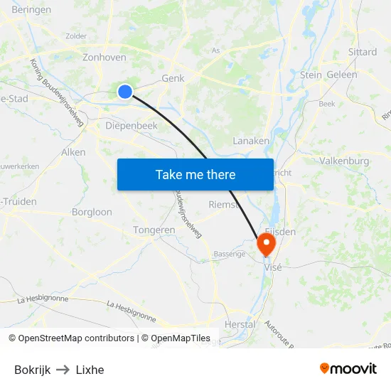 Bokrijk to Lixhe map