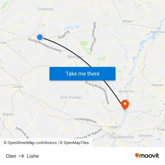 Olen to Lixhe map