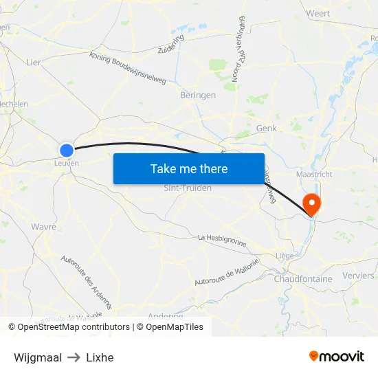 Wijgmaal to Lixhe map