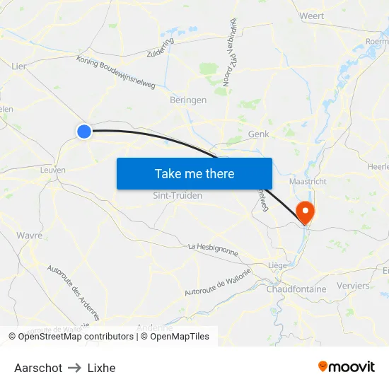 Aarschot to Lixhe map
