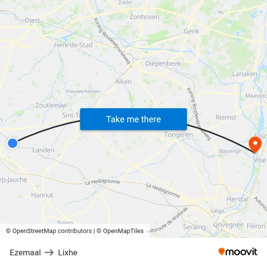 Ezemaal to Lixhe map