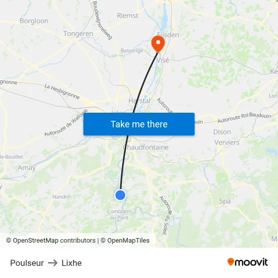 Poulseur to Lixhe map