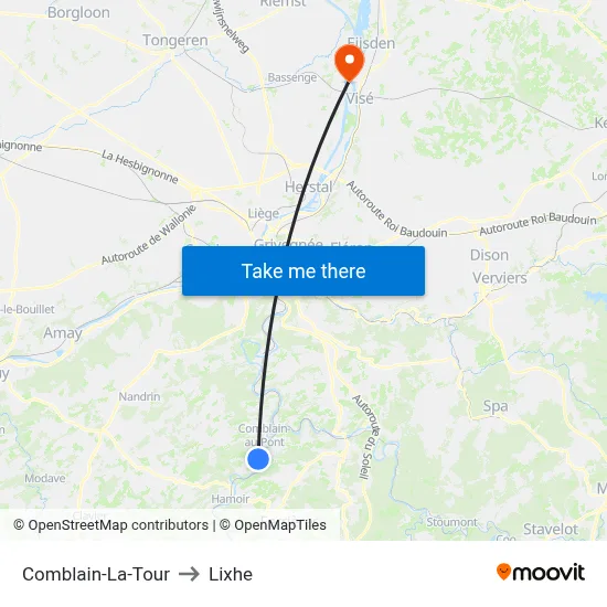 Comblain-La-Tour to Lixhe map