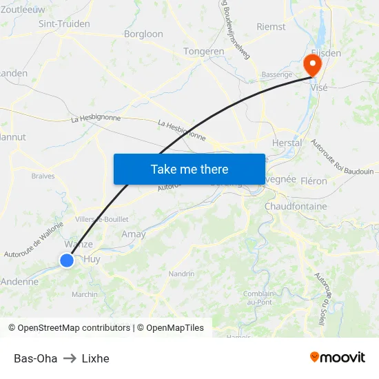 Bas-Oha to Lixhe map