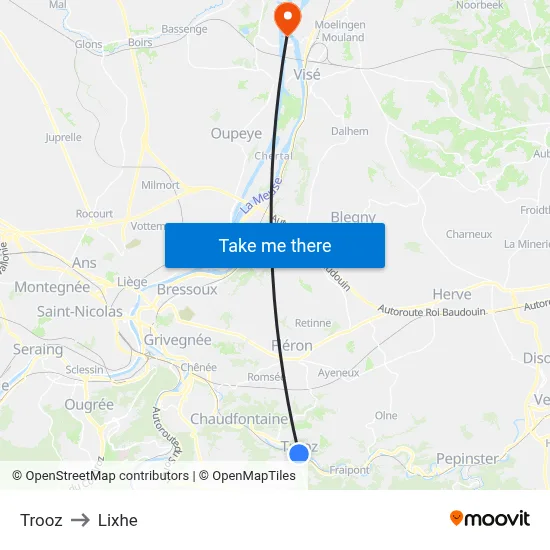 Trooz to Lixhe map