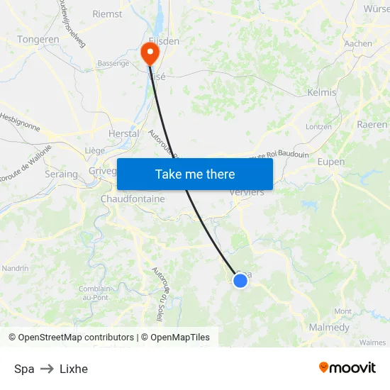 Spa to Lixhe map