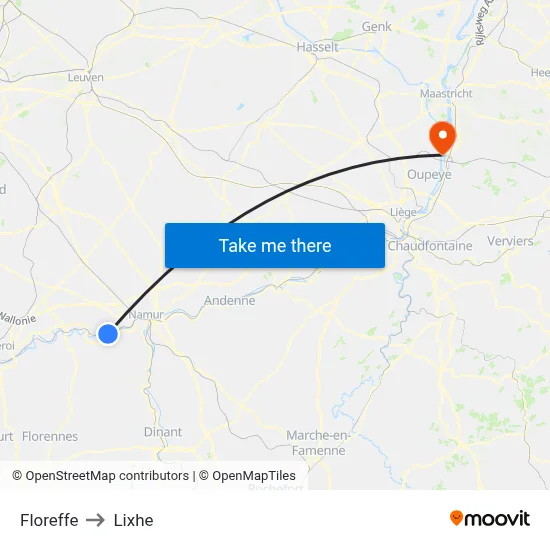 Floreffe to Lixhe map