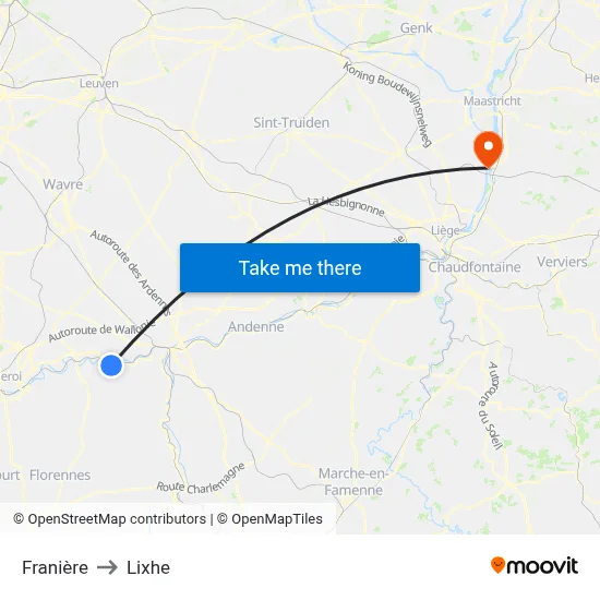 Franière to Lixhe map