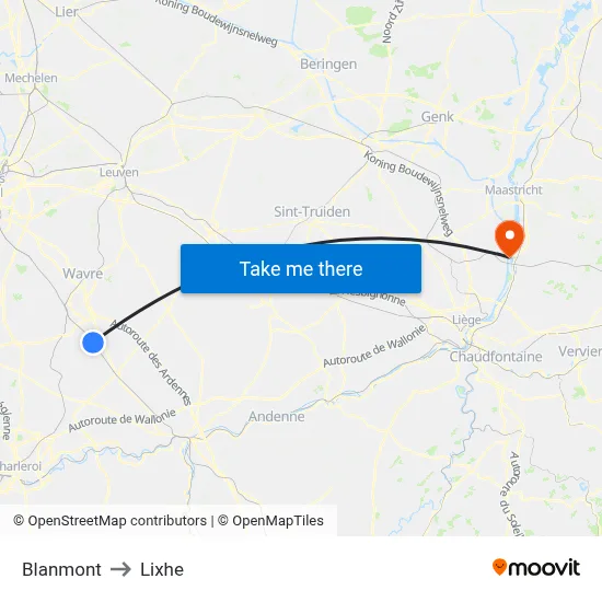 Blanmont to Lixhe map