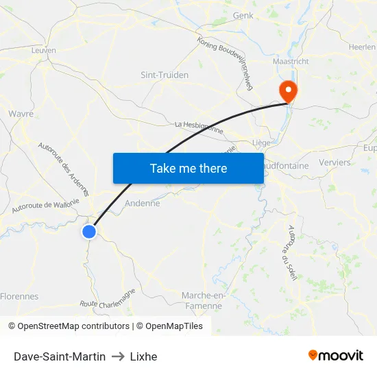 Dave-Saint-Martin to Lixhe map