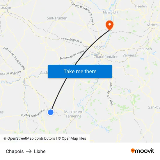 Chapois to Lixhe map