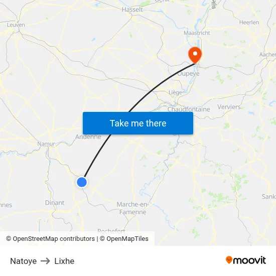 Natoye to Lixhe map