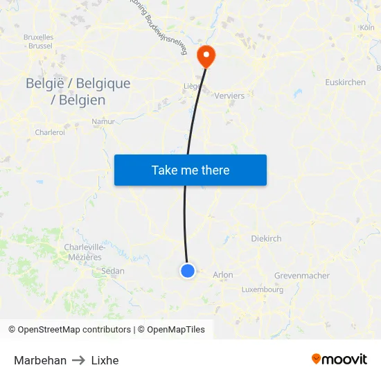 Marbehan to Lixhe map