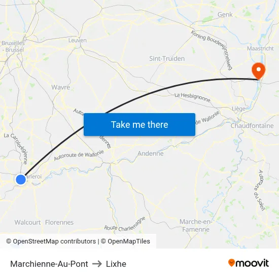 Marchienne-Au-Pont to Lixhe map